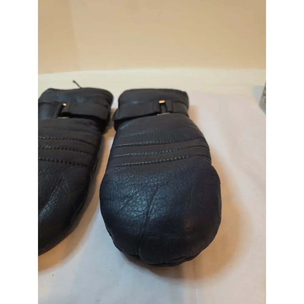 Vtg LL Bean Sta-Soft Deerskin Medium Blue Or Black Mittens